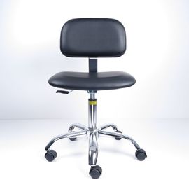 Siyah Plastik Kapaklı Anti Statik Ergonomik Laboratuar Sandalyeleri Suni Deri